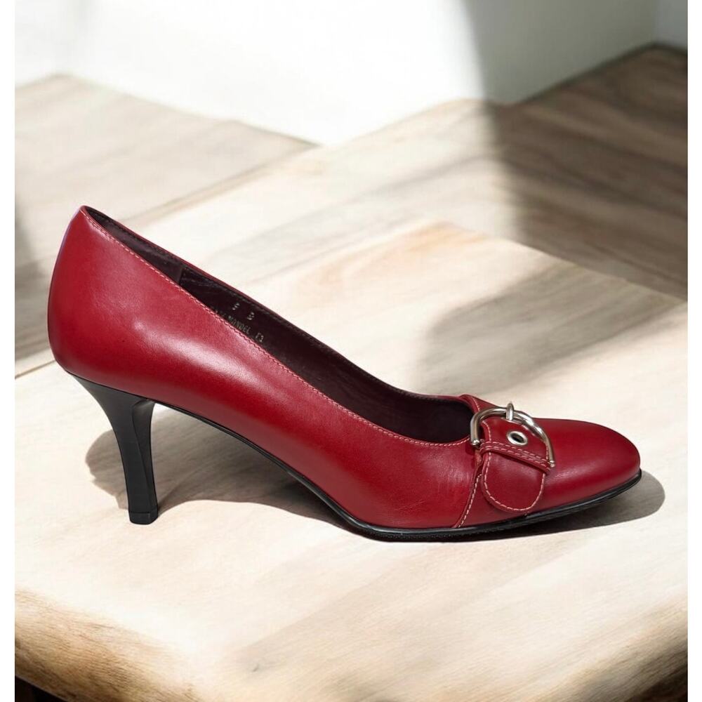 Y2K Coach P374 Mandel Calf Leather Buckle Pump Size 9B - Picture 3 of 9